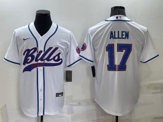 Buffalo Bills 17 Josh Allen Baseball Jersey White