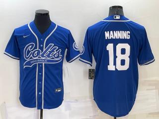 Indianapolis Colts 18 Peyton Manning Baseball Jersey Blue