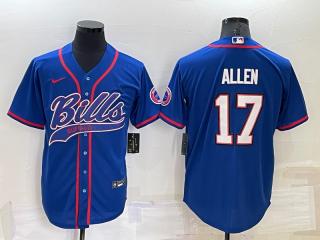 Buffalo Bills 17 Josh Allen Baseball Jersey Blue