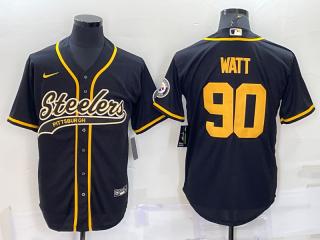 Pittsburgh Steelers 90 T.J. Watt Baseball Jersey Legend Black