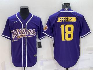 Minnesota Vikings 18 Justin Jefferson Baseball Jersey Purple