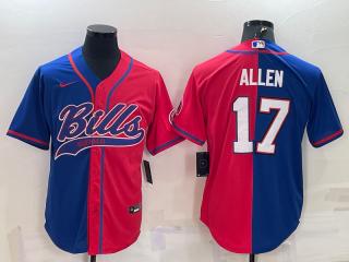 Buffalo Bills 17 Josh Allen Baseball Jersey Blue and Red