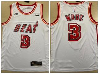 Nike Miami Heat 3 Dwyane Wade Basketball Jersey White Retro