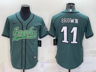 Philadelphia Eagles 11 A.J. Brown Baseball Jersey Legend Green 