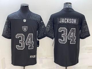 Oakland Raiders 34 Bo Jackson Football Jersey Black Reflector