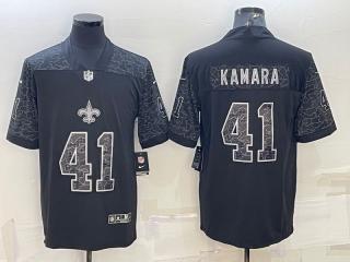 New Orleans Saints 41 Alvin Kamara Football Jersey Black Reflector