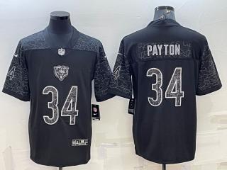 Chicago Bears 34 Walter Payton Football Jersey Black Reflector