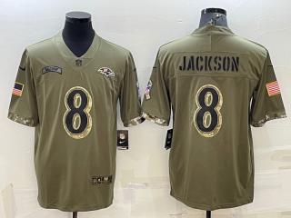 Baltimore Ravens 8 Lamar Jackson Football Jersey salute
