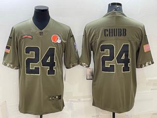 Cleveland Browns 24 Nick Chubb Football Jersey salute