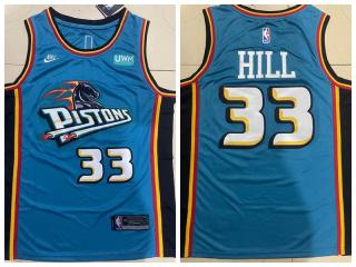 NIke Detroit Pistons 33 Grant Hill Basketball Jersey Green Retro