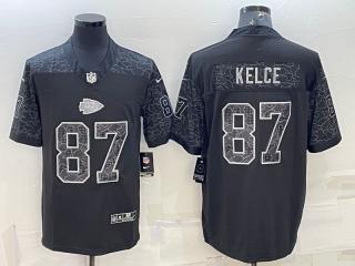 Kansas City Chiefs 87 Travis Kelce Football Jersey Black Reflector