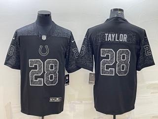 Indianapolis Colts 28 Jonathan Taylor Football Jersey Black Reflector