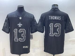 New Orleans Saints 13 Michael Thomas Football Jersey Black Reflector