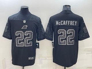 Carolina Panthers 22 Draft McCaffrey Football Jersey Black Reflector