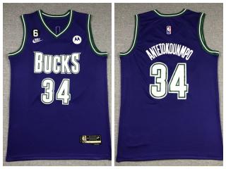 Nike Milwaukee Bucks 34 Giannis Antetokounmpo Basketball Jersey Purple Retro