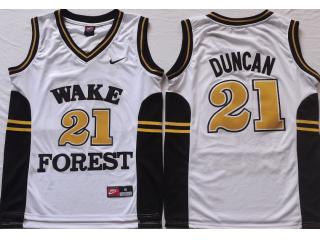 Wake Forest Demon Deacons 21 Tim Duncan College Basketball Jersey White