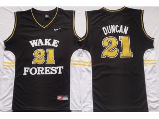 Wake Forest Demon Deacons 21 Tim Duncan College Basketball Jersey Black