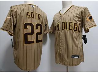 Nike San Diego Padres 22 Juan Soto Baseball Jersey Tan