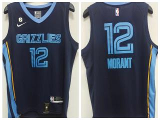 Nike Memphis Grizzlies 12 Ja Morant Basketball Jersey Navy Blue