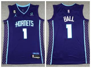 Jordan New Orleans Hornets 1 Lamelo Ball Basketball Jersey purple