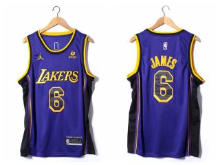 Jordan Los Angeles Lakers 6 LeBron James Basketball Jersey Purple