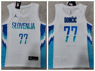Jordan Dallas Mavericks 77 Luka Doncic Basketball Jersey White