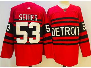 Adidas Detroit Red Wings 53 Moritz Seider Ice Hockey Jersey Red