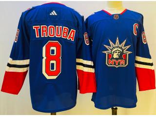 Adidas New York Rangers 8 Jacob Trouba Ice Hockey Jersey Blue