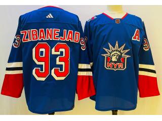 Adidas New York Rangers 93 Mika Zibanejad Ice Hockey Jersey Blue