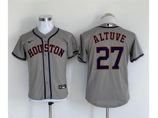 Youth Nike Houston Astros 27 Jose Altuve Baseball Jersey Gray Fan