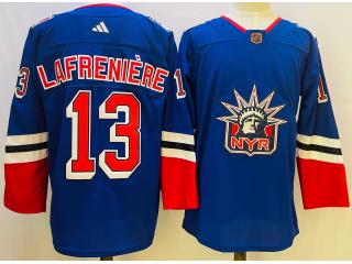 Adidas New York Rangers 13 Alexis Lafreniere Ice Hockey Jersey Blue