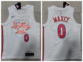 Nike Philadelphia 0 Tyrese Maxey Basketball Jersey White City Edition