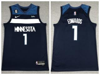 Nike Minnesota Timberwolv 1 Anthony Edwards Basketball Jersey Navy Blue