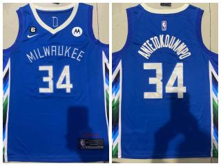 Nike Milwaukee Bucks 34 Giannis Antetokounmpo Basketball Jersey Blue City Edition