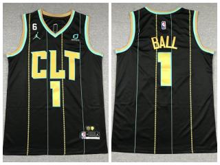 Jordan New Orleans Hornets 1 Lamelo Ball Basketball Jersey Black City Edition