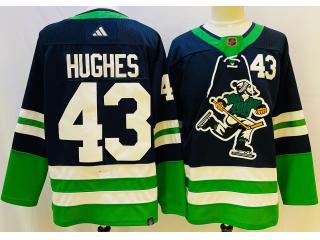 Adidas Vancouver Canucks 43 Quinn Hughes Ice Hockey Jersey Blue