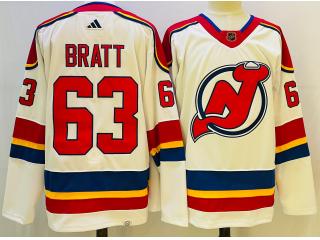 Adidas New Jersey Devils 63 Jesper Bratt Ice Hockey Jersey White