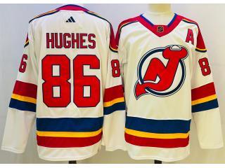 Adidas New Jersey Devils 86 Jack Hughes Ice Hockey Jersey White