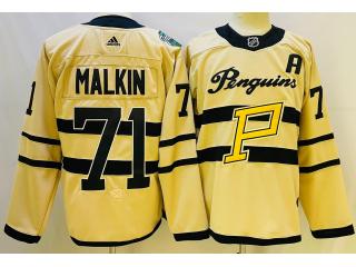 Adidas Pittsburgh Penguins 71 Evgeni Malkin Ice Hockey Jersey Beige