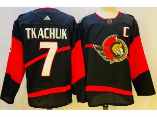 Adidas Ottawa Senators 7 Brady Tkachuk Ice Hockey Jersey Black