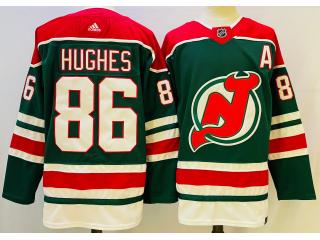 Adidas New Jersey Devils 86 Jack Hughes Ice Hockey Jersey Green