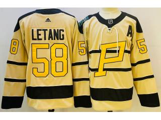 Adidas Pittsburgh Penguins 58 Kris Letang Ice Hockey Jersey Beige