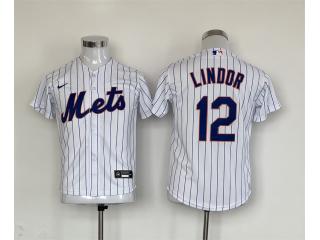 Youth  Nike New York Mets 12 Francisco Lindor Baseball Jersey White