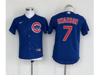 Youth Nike Chicago Cubs 7 Dansby Swanson Baseball Jersey Blue 