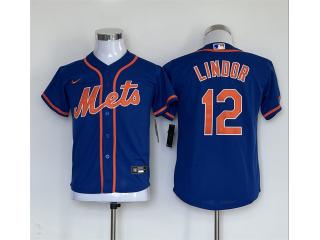 Youth  Nike New York Mets 12 Francisco Lindor Baseball Jersey Blue