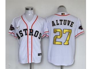 Nike Houston Astros 27 Jose Altuve Baseball Jersey White Champions Edition