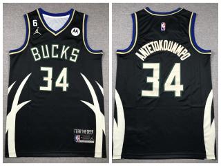 Jordan Milwaukee Bucks 34 Giannis Antetokounmpo Basketball Jersey Black