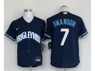 Nike Chicago Cubs 7 Dansby Swanson Baseball Jersey Navy Blue City Edition