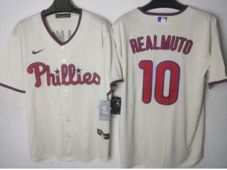 Philadelphia Phillie 10 J.T. Realmuto Baseball Jersey Beige