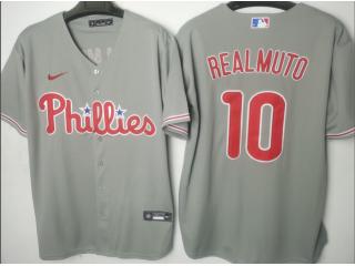 Philadelphia Phillie 10 J.T. Realmuto Baseball Jersey Gray